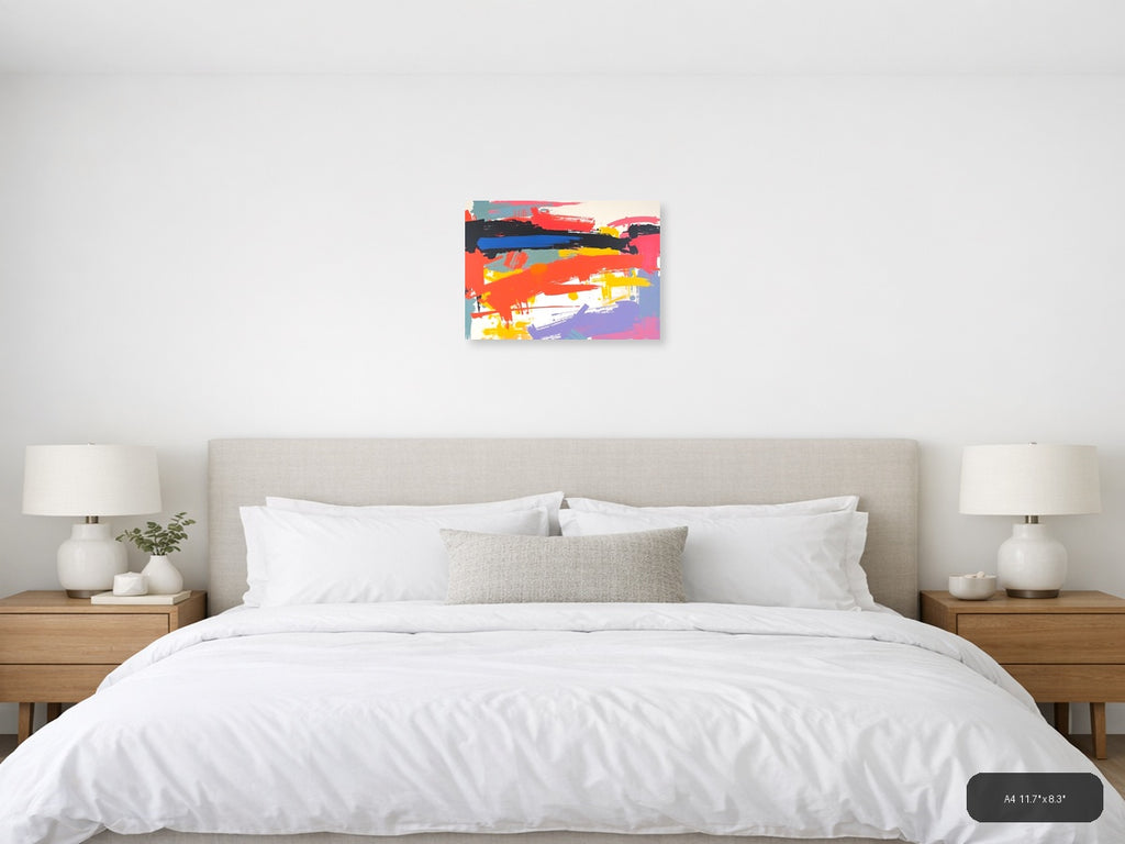 Colorful Abstract Brushstrokes Landscape Wall Art — A4 / Bedroom