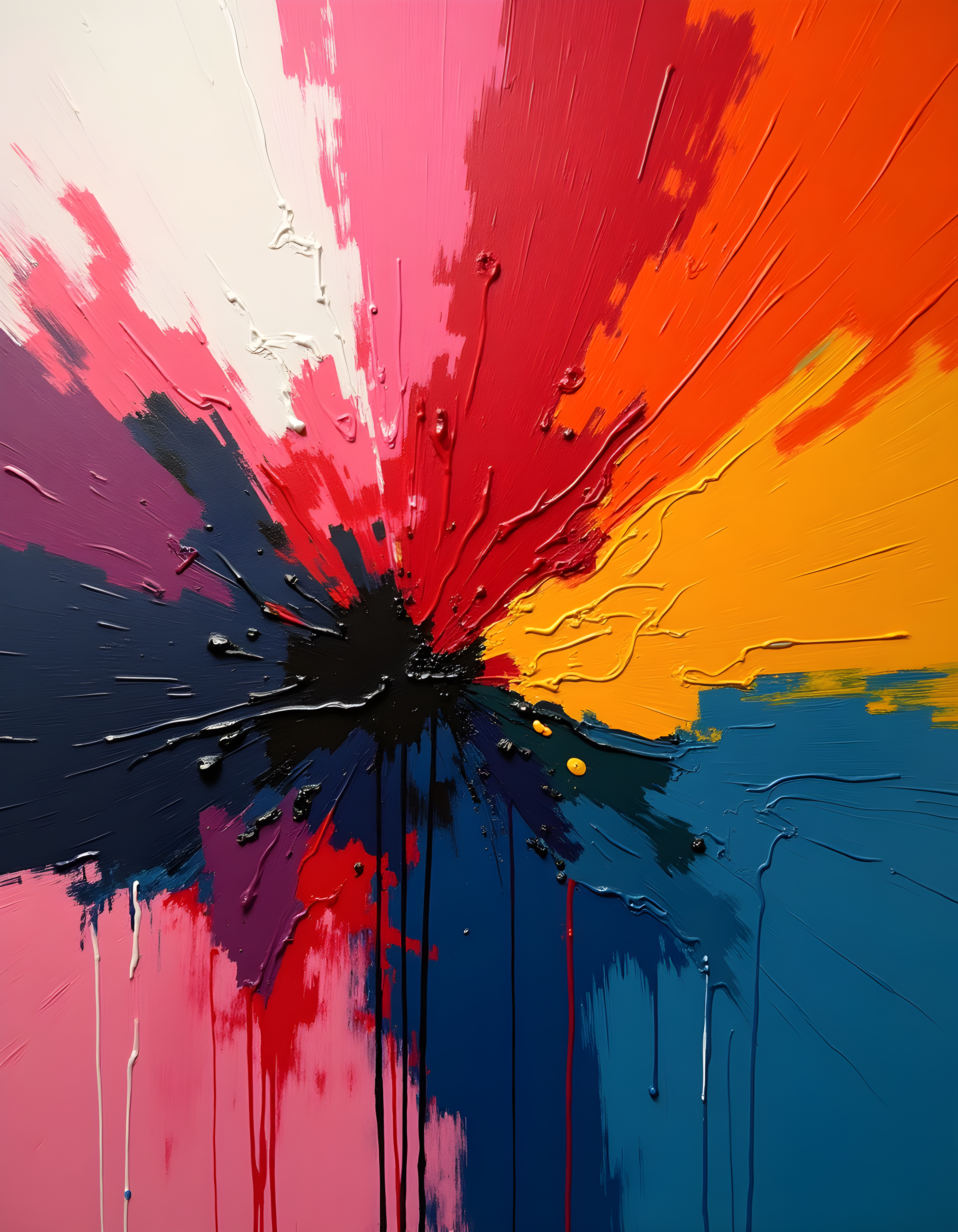 Vibrant Abstract Explosion Centre - Modern Splash Wall Art