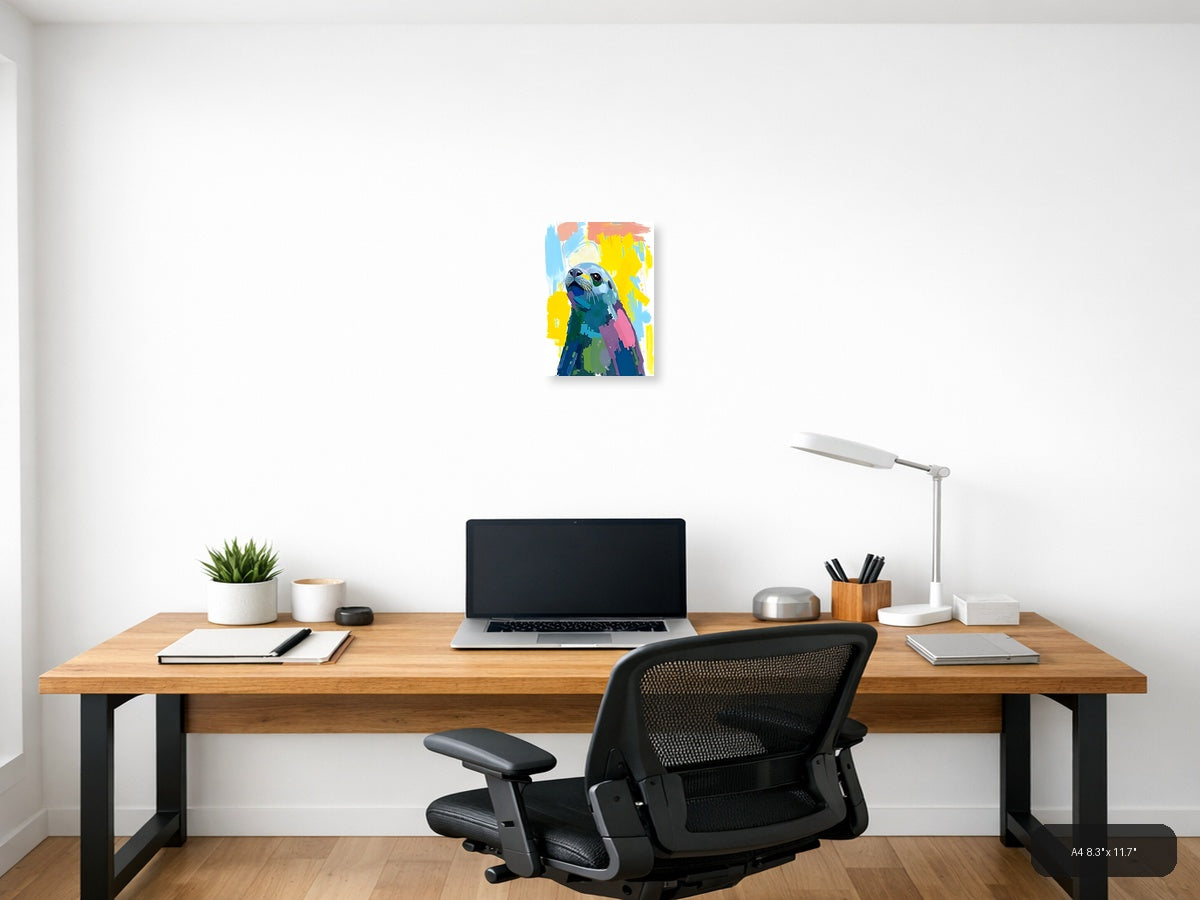 Colorful Abstract Seal Portrait Wall Art — A4 / Office