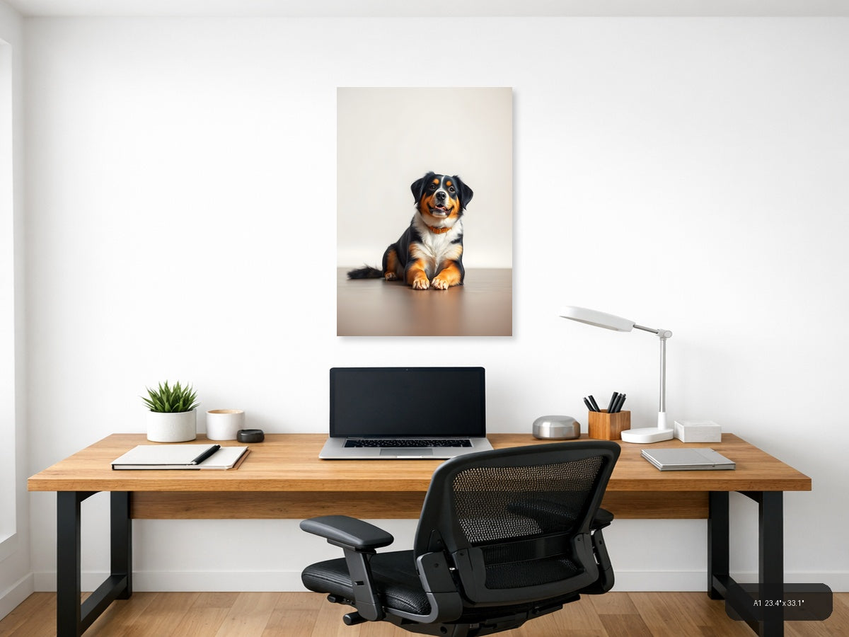 Bernese Mountain Dog Portrait Minimalist Wall Art — A1 / Office