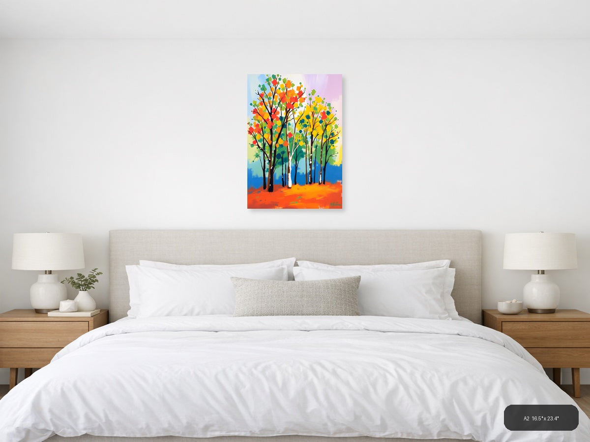 Colorful Abstract Trees with Vibrant Foliage Wall Art — A2 / Bedroom