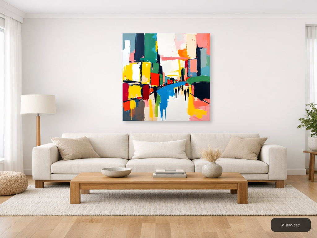 Colorful Abstract Urban Street Scene Wall Art — A1 / Living Room