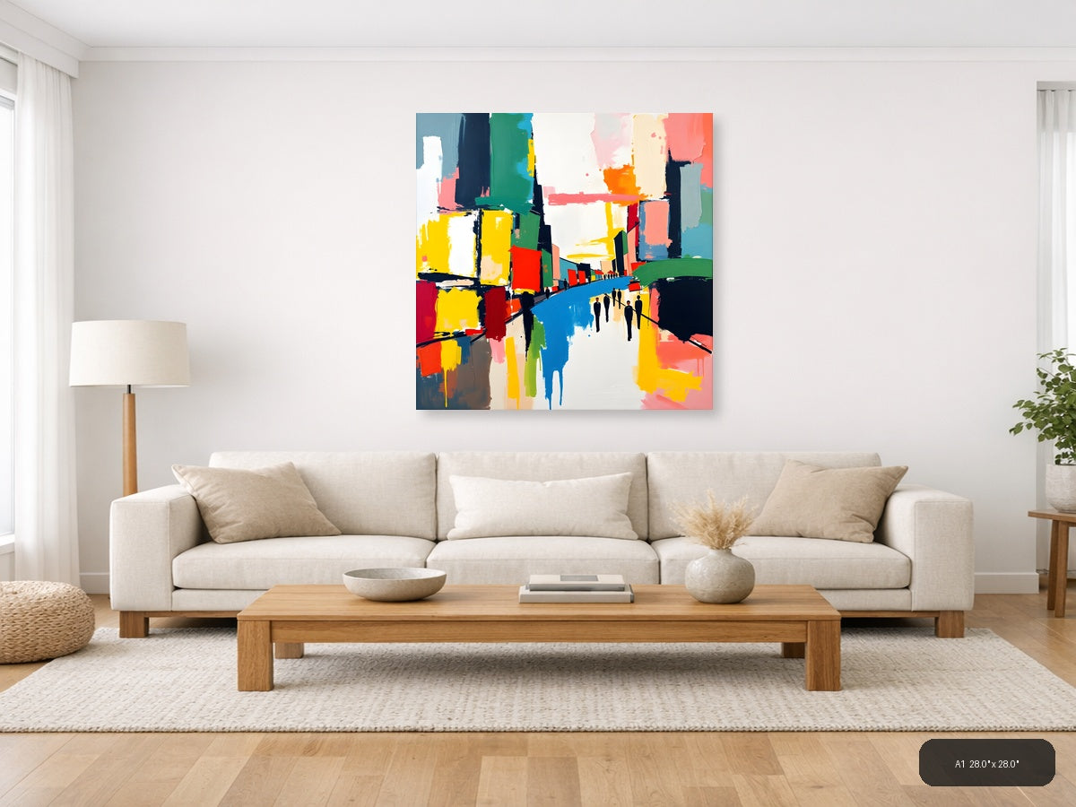 Colorful Abstract Urban Street Scene Wall Art — A1 / Living Room