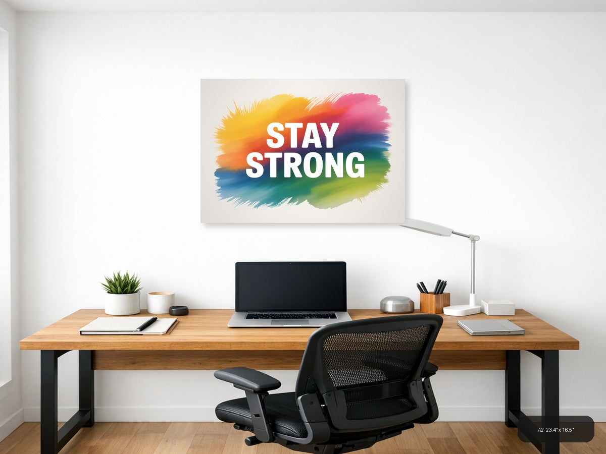 Stay Strong Watercolor Rainbow Gradient Wall Art — A2 / Office