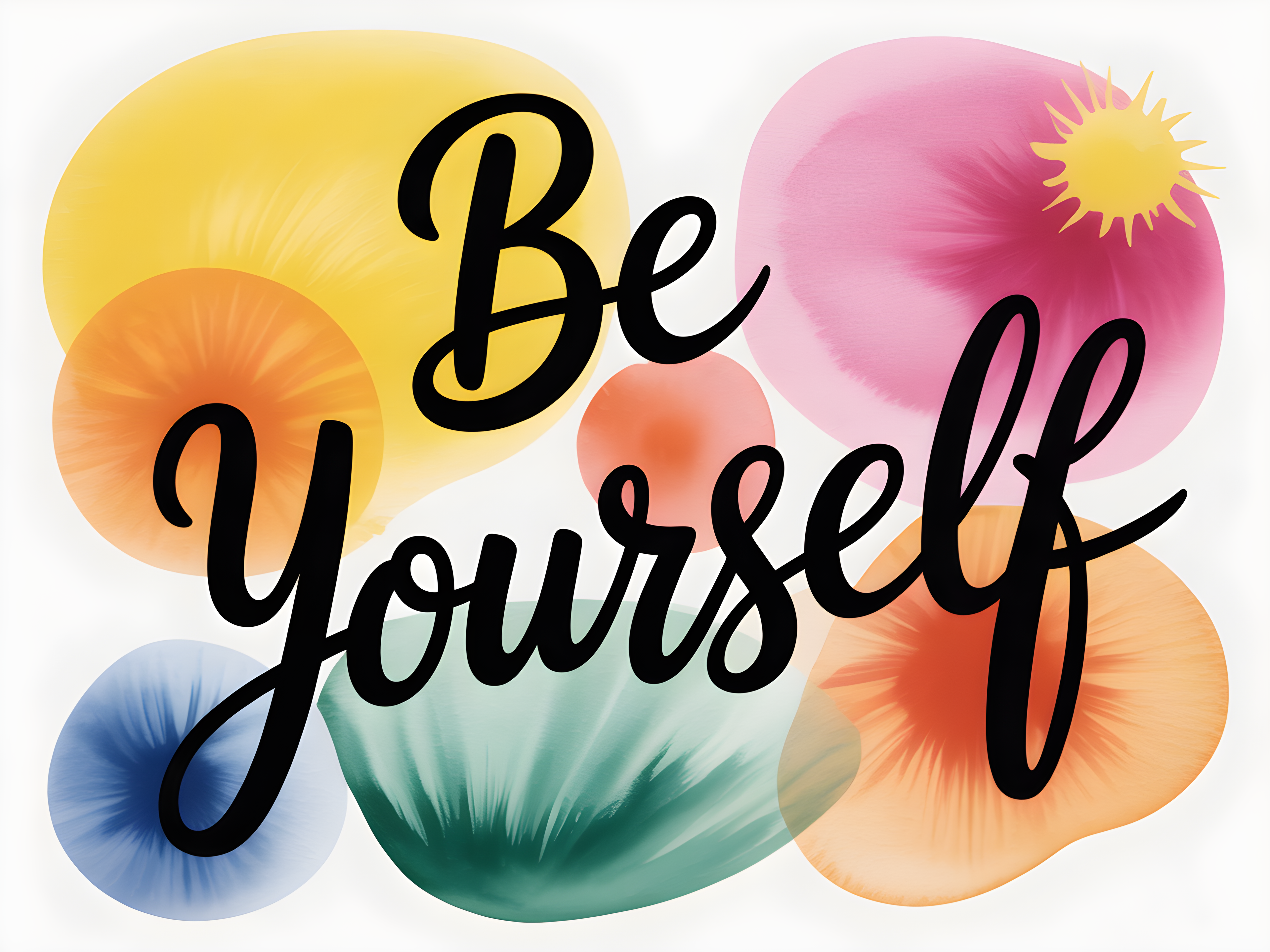 Be Yourself Watercolor Motivational Quote Wall Art