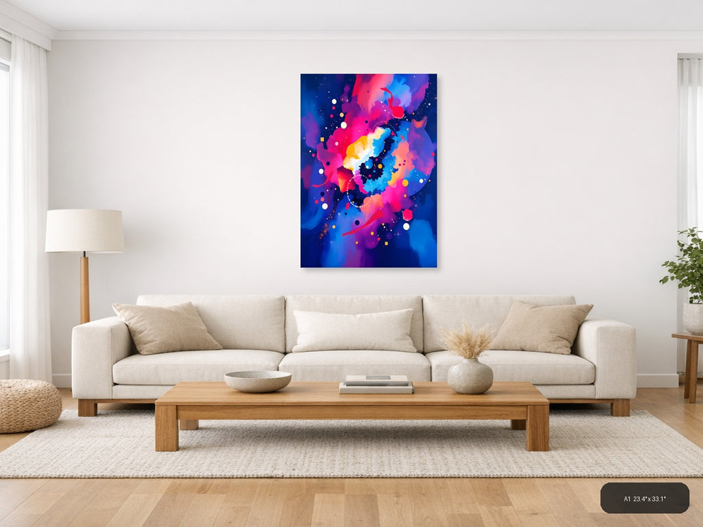 Vibrant Abstract Neon Galaxy Map Wall Art — A1 / Living Room