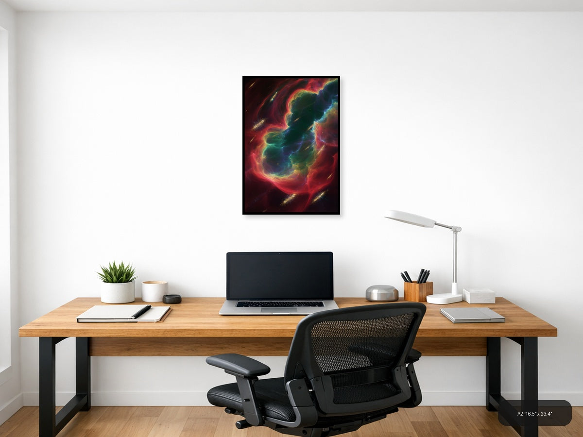 Vibrant Abstract Nebula Swirl - Colorful Modern Wall Art — A2 / Office