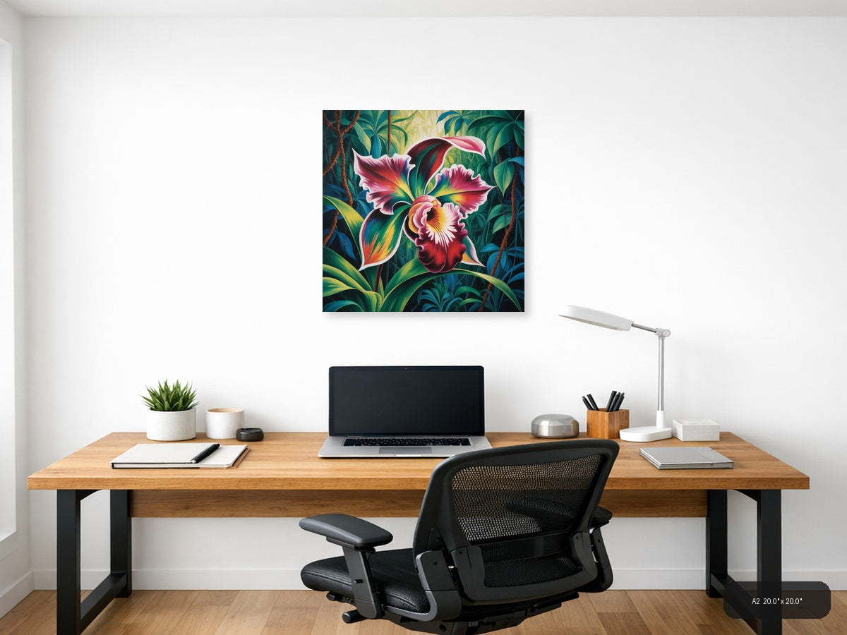 Vibrant Orchid Tropical Botanical Abstract Wall Art — A2 / Office