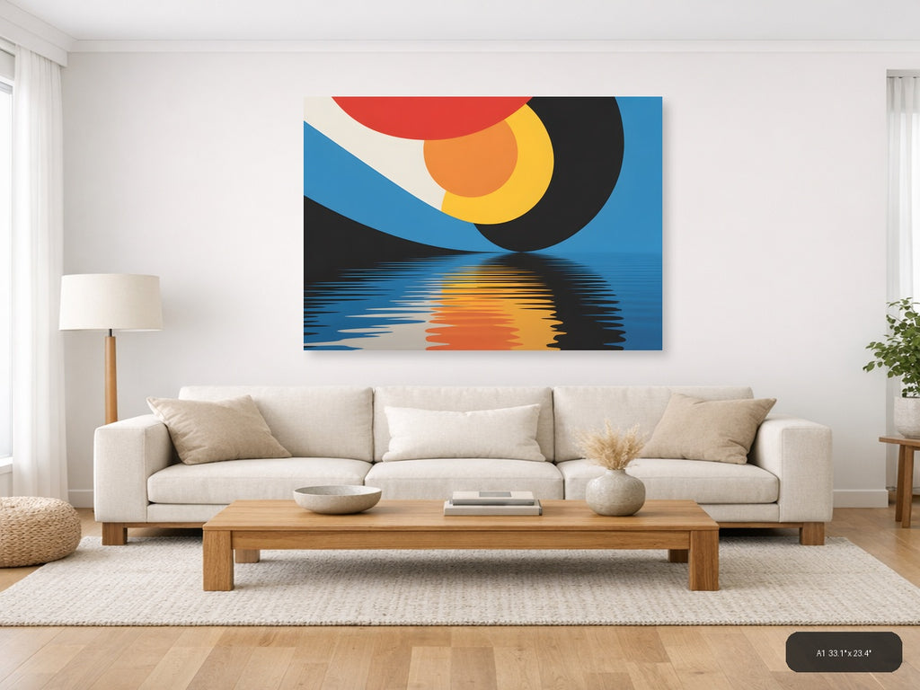 Abstract Sunset Reflection Modern Photography Wall Art — A1 / Living Room