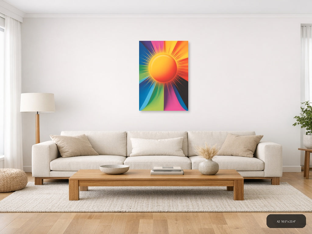 Colorful Sun Rays Digital Photography Wall Art — A2 / Living Room