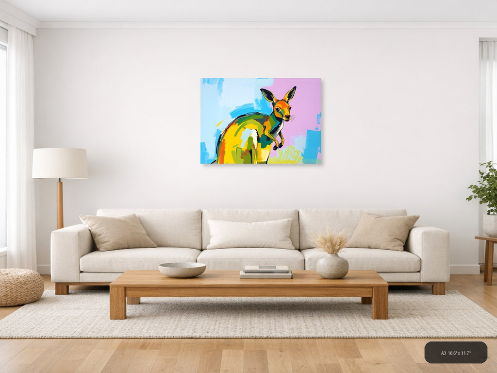 Colorful Abstract Deer Portrait Modern Wall Art — A3 / Living Room