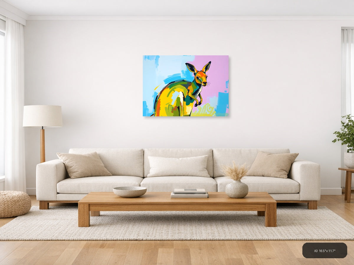 Colorful Abstract Deer Portrait Modern Wall Art — A3 / Living Room