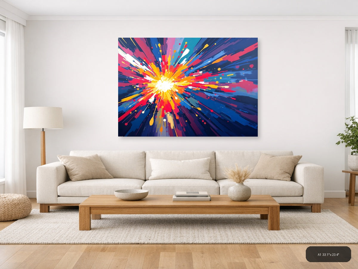 Vibrant Radial Burst Abstract Canvas Wall Art — A1 / Living Room