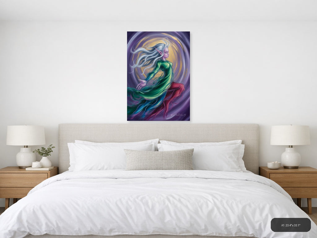 Abstract Ethereal Woman with Flowing Hair Portrait Wall Art — A1 / Bedroom