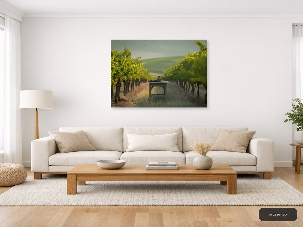 Vineyard Harvest Minimalist Landscape Wall Art — A2 / Living Room