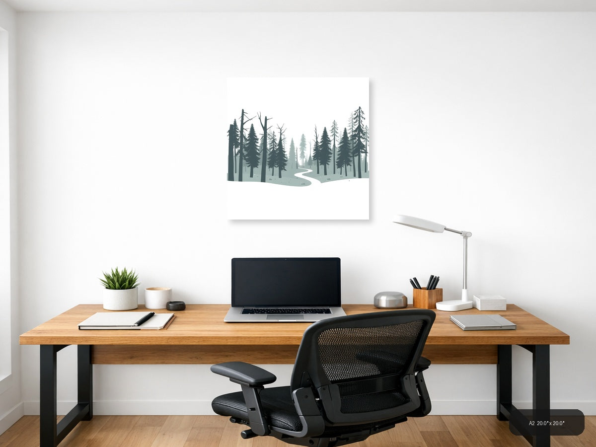 Minimalist Forest Path Canvas Wall Art — A2 / Office