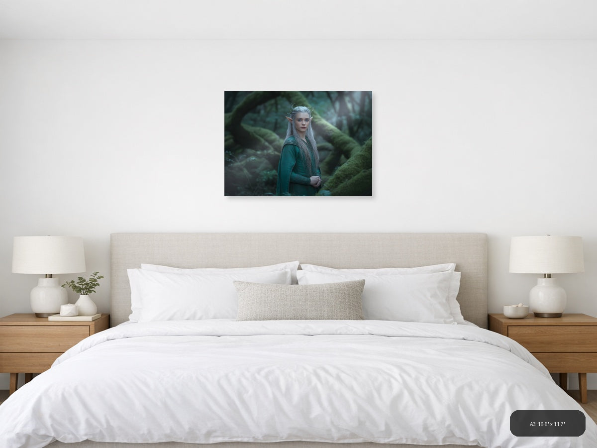 Fantasy Elf Portrait in Enchanted Forest Photography Wall Art — A3 / Bedroom