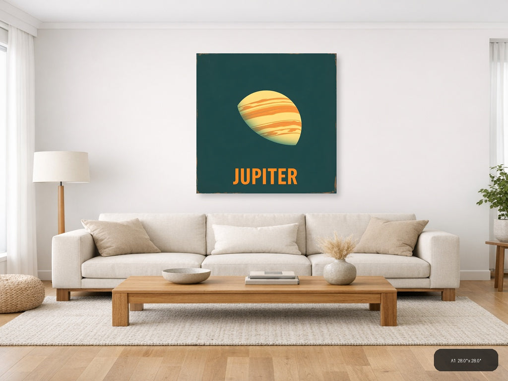 Jupiter Planet Vintage Retro Art - Space Wall Art — A1 / Living Room