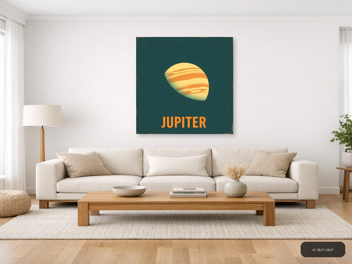 Jupiter Planet Vintage Retro Art - Space Wall Art — A1 / Living Room