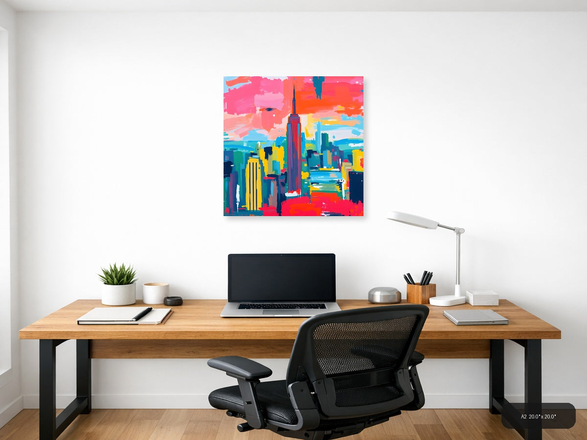 Vibrant Abstract New York City Skyline Wall Art — A2 / Office