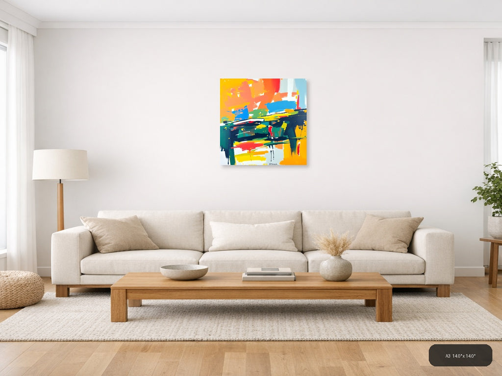 Vibrant Abstract Brushstrokes Colorful Modern Wall Art — A3 / Living Room