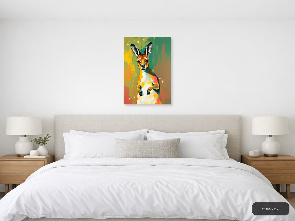 Colorful Abstract Kangaroo Portrait Wall Art — A2 / Bedroom