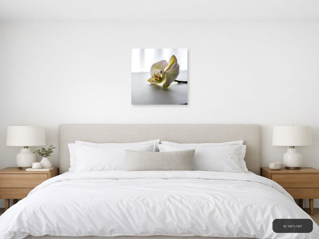 Minimalist Yellow Orchid Flower Wall Art — A3 / Bedroom