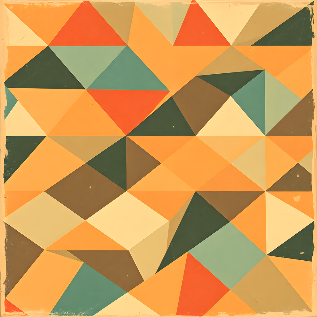 Vintage Geometric Triangle Mosaic Square Wall Art