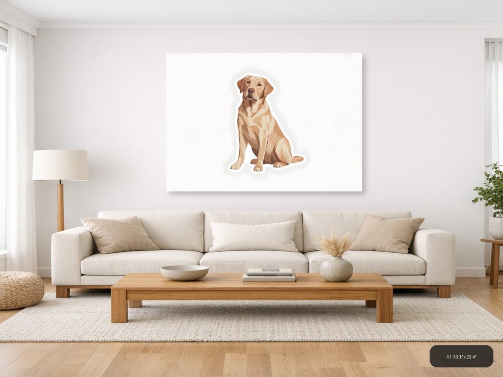 Golden Labrador Minimalist Portrait Wall Art — A1 / Living Room