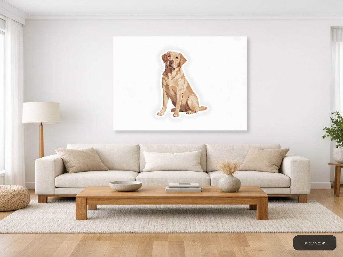 Golden Labrador Minimalist Portrait Wall Art — A1 / Living Room