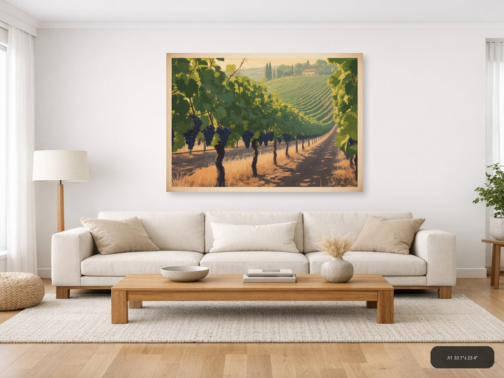 Vintage Tuscany Vineyard Landscape Wall Art — A1 / Living Room