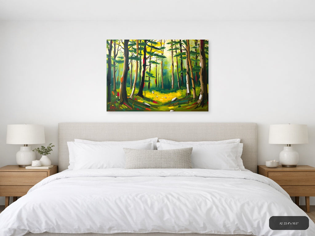 Abstract Forest Landscape with Vibrant Trees Wall Art — A2 / Bedroom