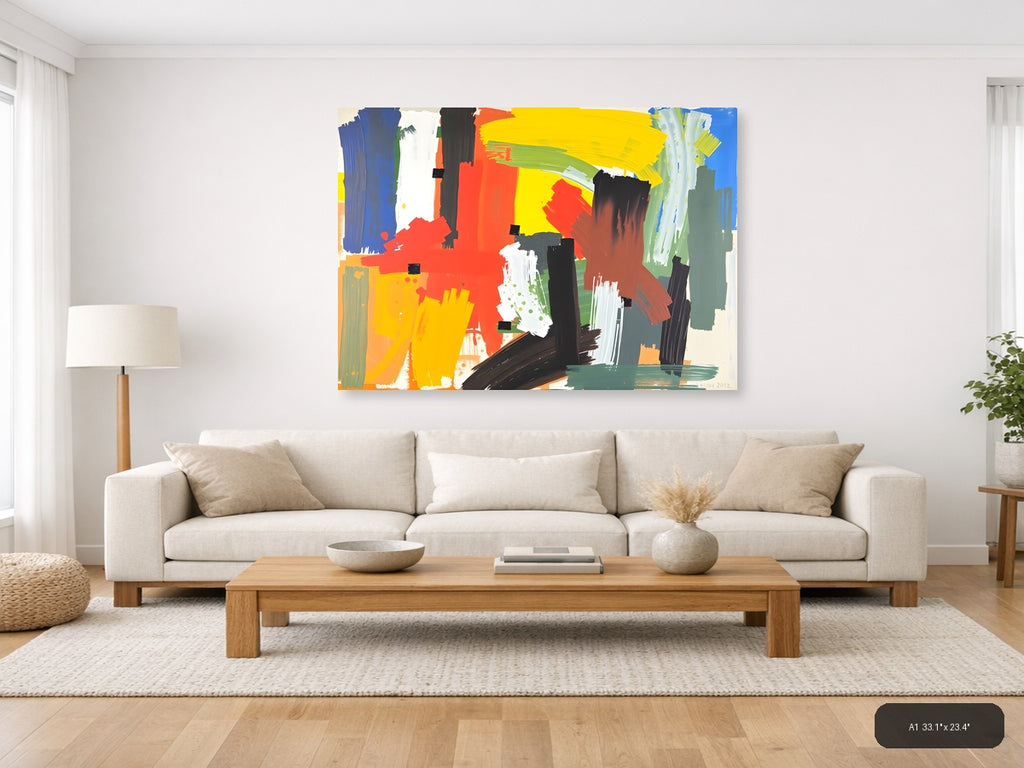Vibrant Abstract Expressionist Composition Wall Art — A1 / Living Room