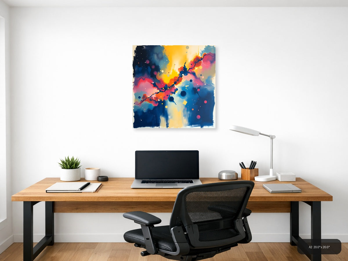 Vibrant Abstract Energy Flow Modern Wall Art — A2 / Office
