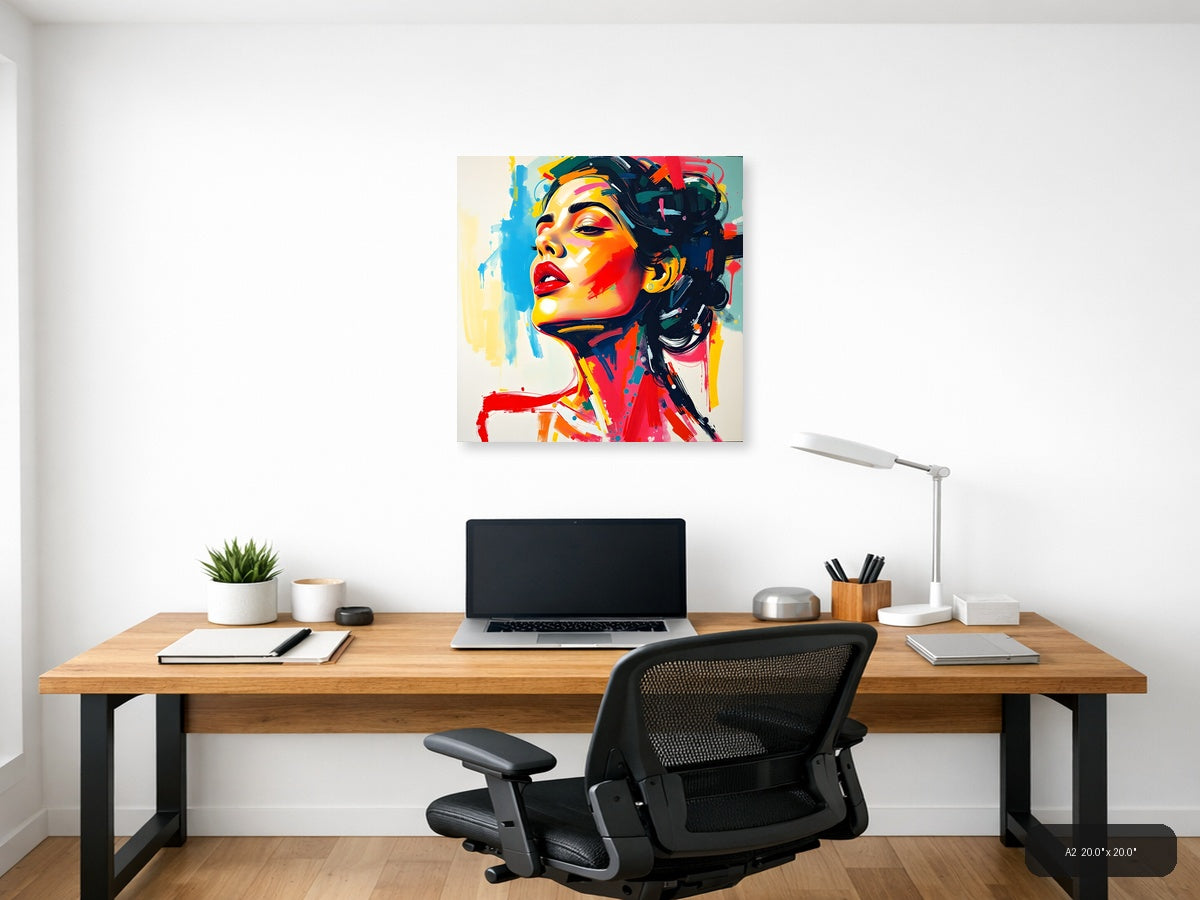 Colorful Abstract Portrait Pop Art Style Wall Art — A2 / Office