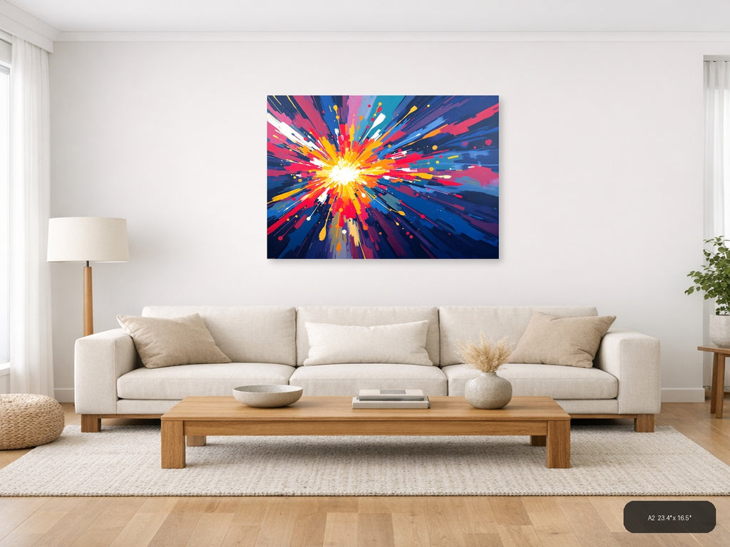 Vibrant Radial Burst Abstract Canvas Wall Art — A2 / Living Room