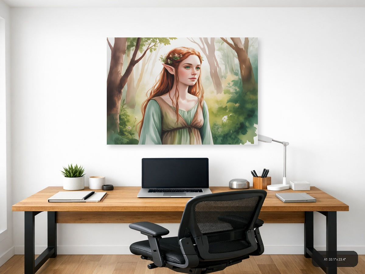 Elf Forest Watercolor Portrait Wall Art — A1 / Office