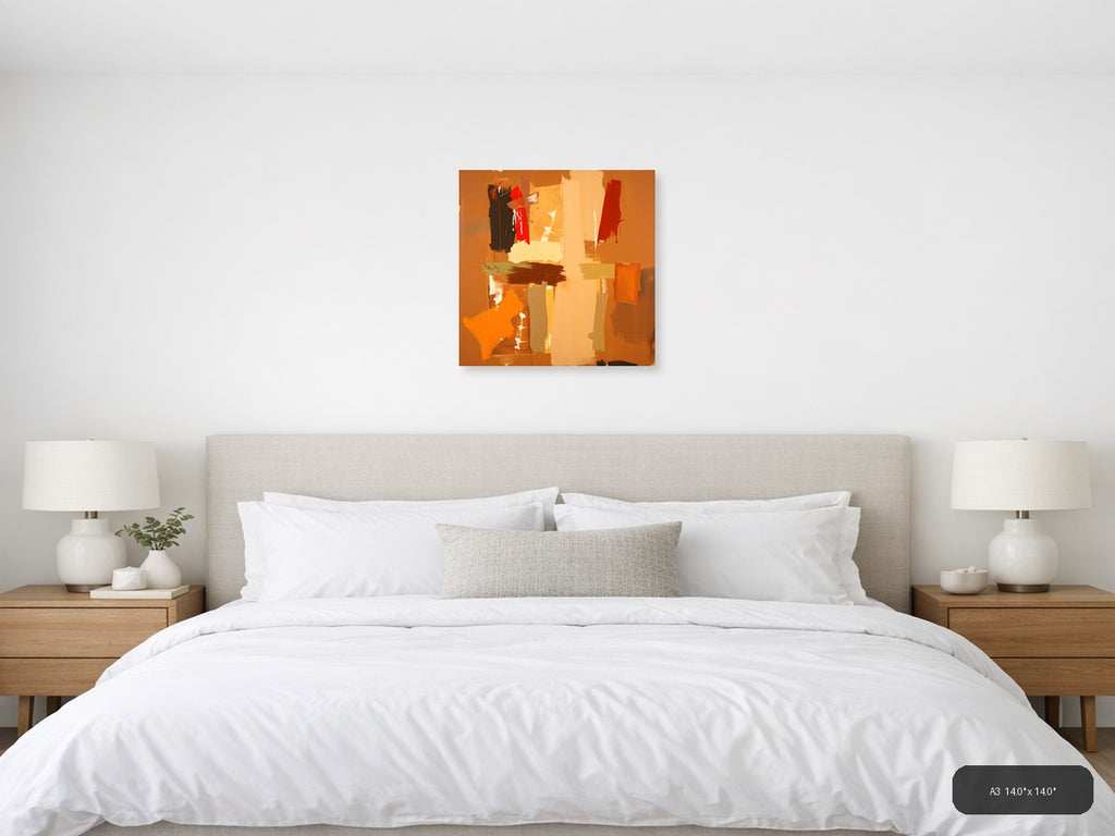 Abstract Orange & Red Geometric Modern Wall Art — A3 / Bedroom