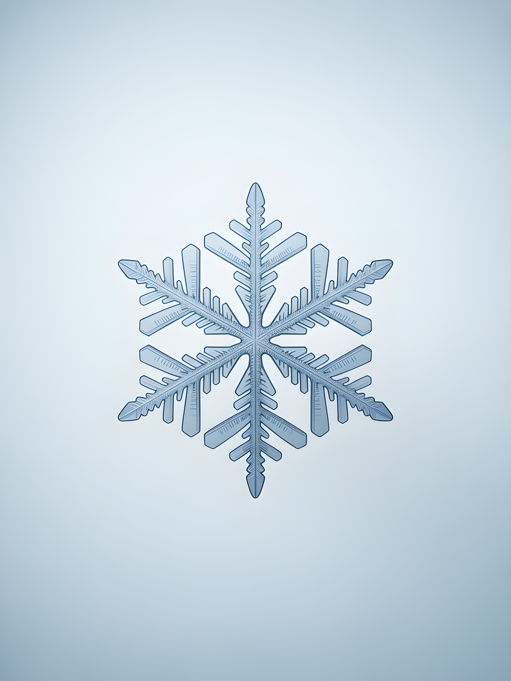 Minimalist Blue Snowflake Illustration Wall Art