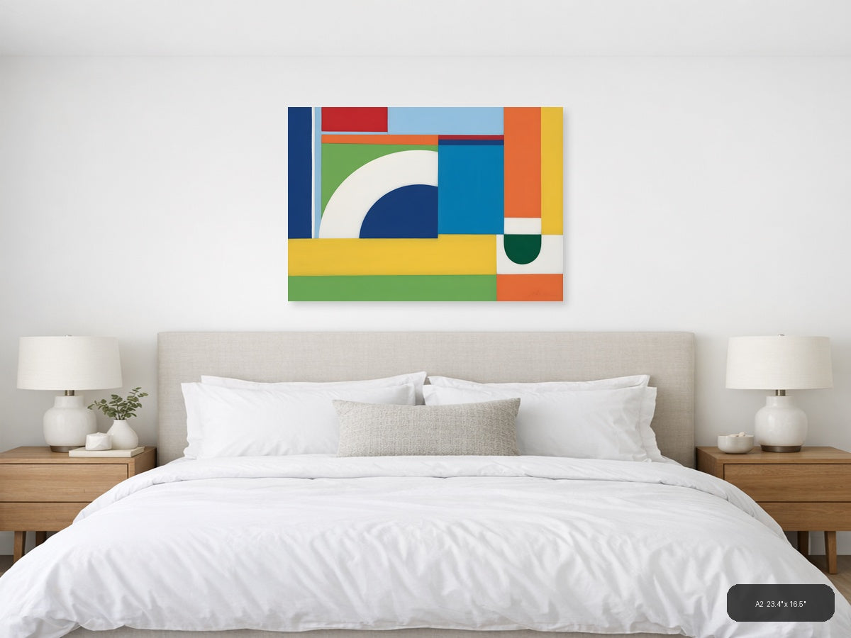 Colorful Abstract Geometric Shapes Modern Wall Art — A2 / Bedroom