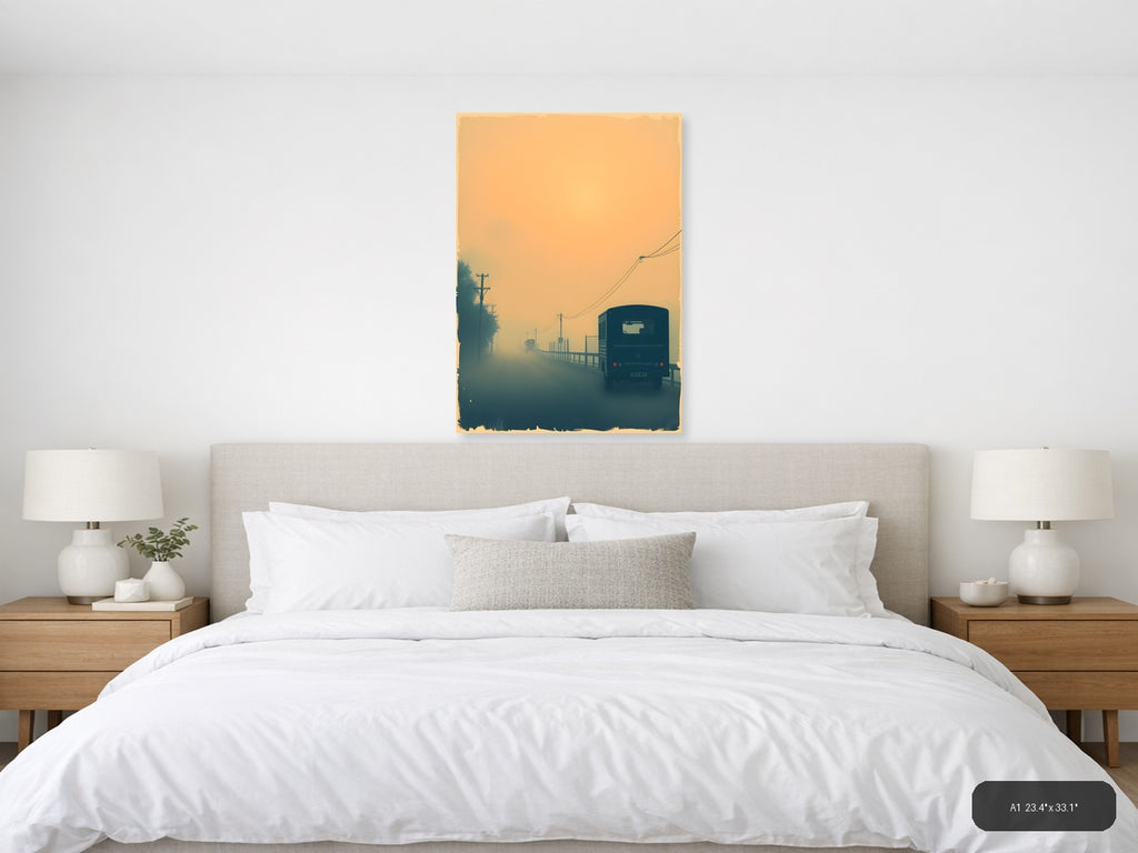 Vintage Misty Road Truck Journey - Retro Wall Art — A1 / Bedroom