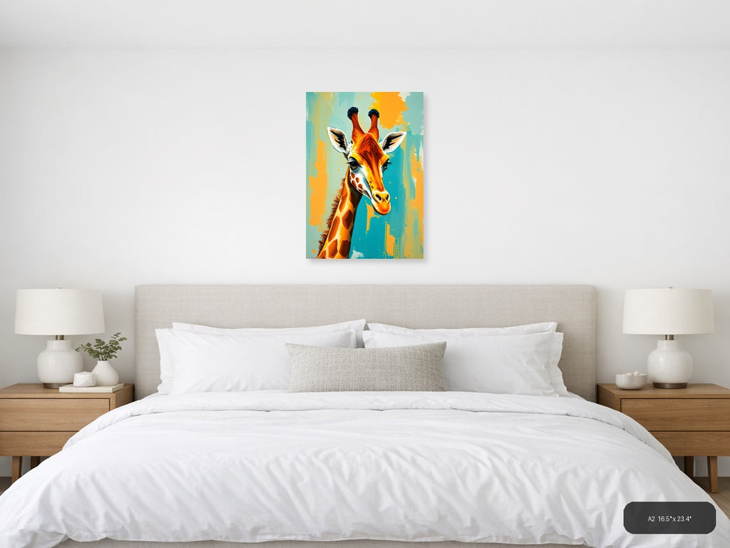 Colorful Abstract Giraffe Portrait Wall Art — A2 / Bedroom