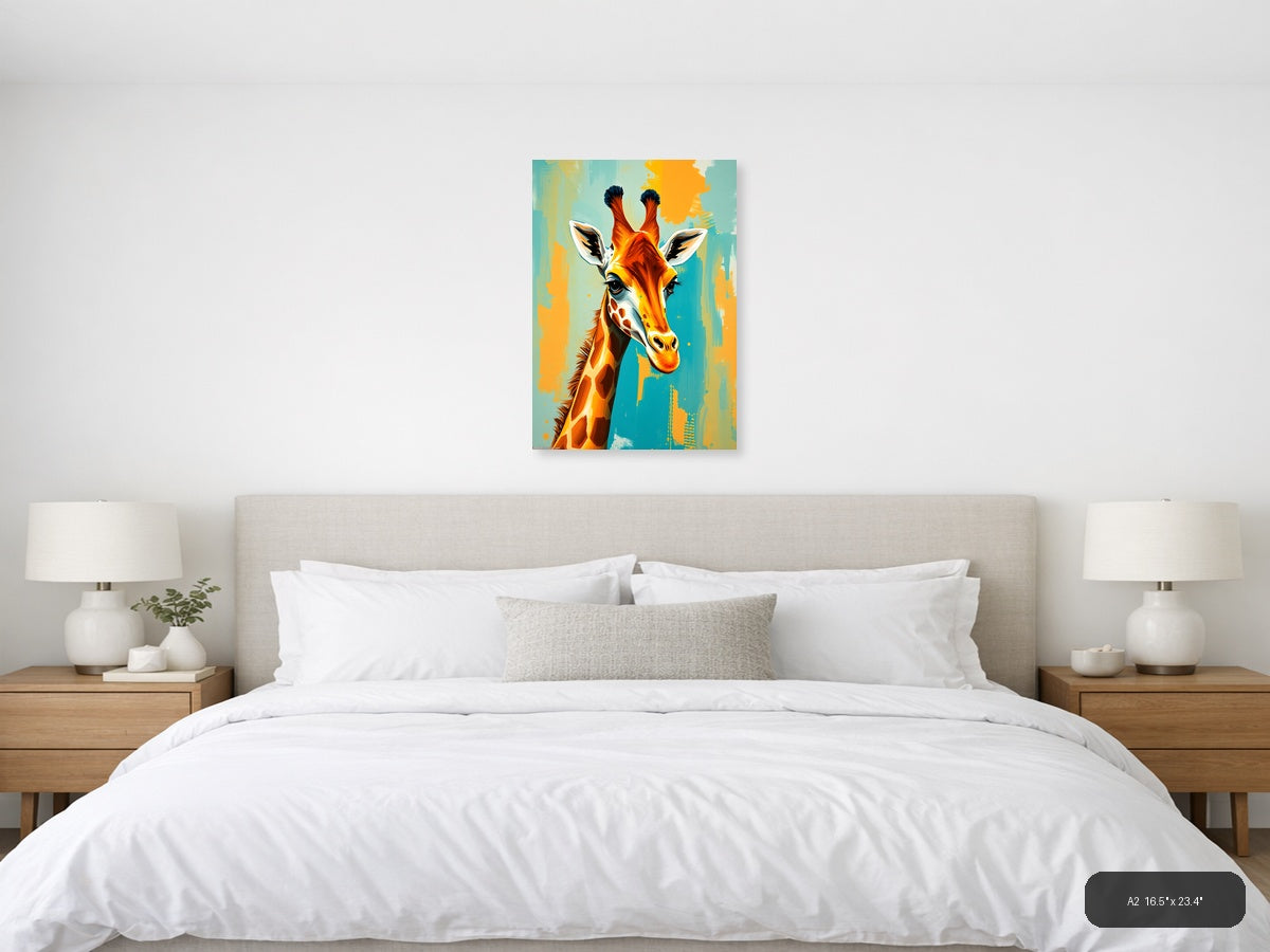 Colorful Abstract Giraffe Portrait Wall Art — A2 / Bedroom
