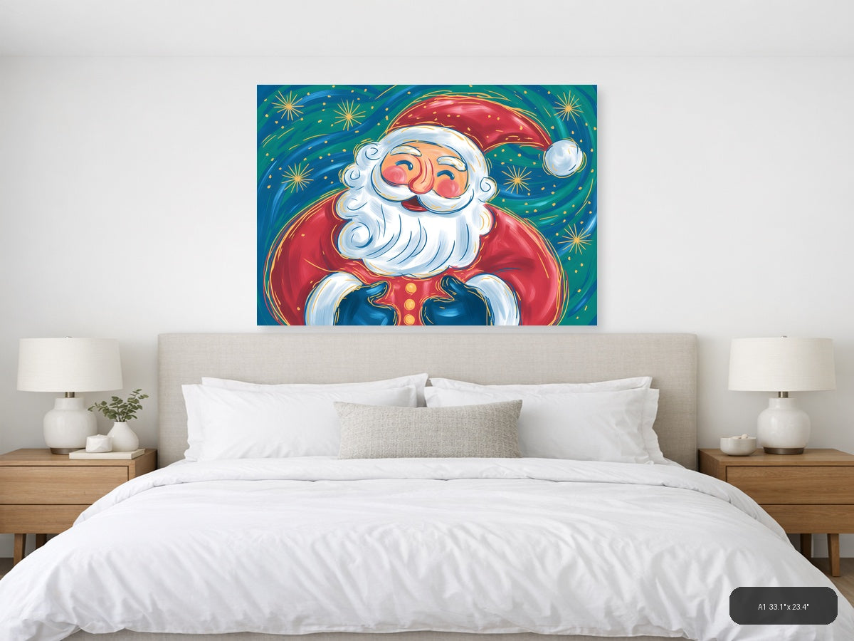 Jolly Santa Claus Abstract Colorful Wall Art — A1 / Bedroom