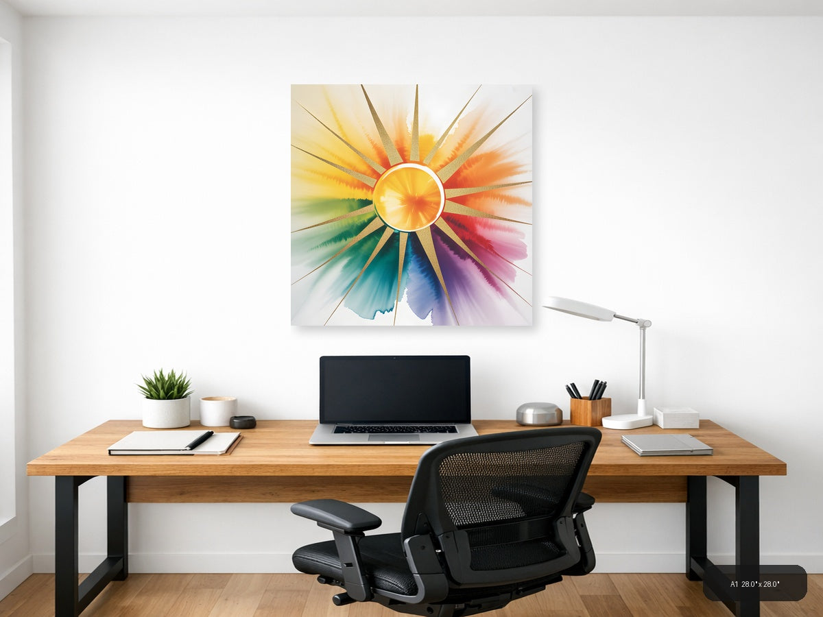 Golden Sun Watercolor Chakra Spectrum Wall Art — A1 / Office