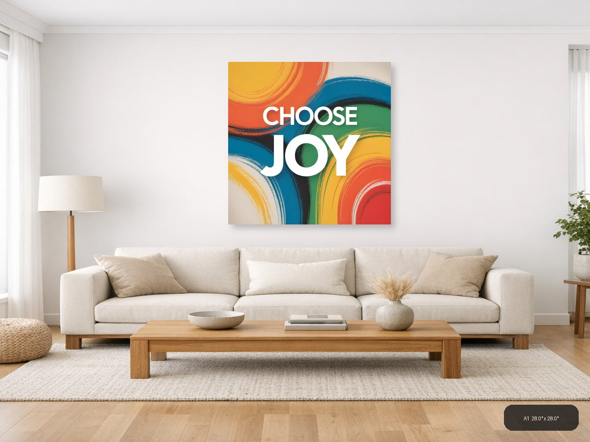 Choose Joy Abstract Colorful Brushstroke Wall Art — A1 / Living Room