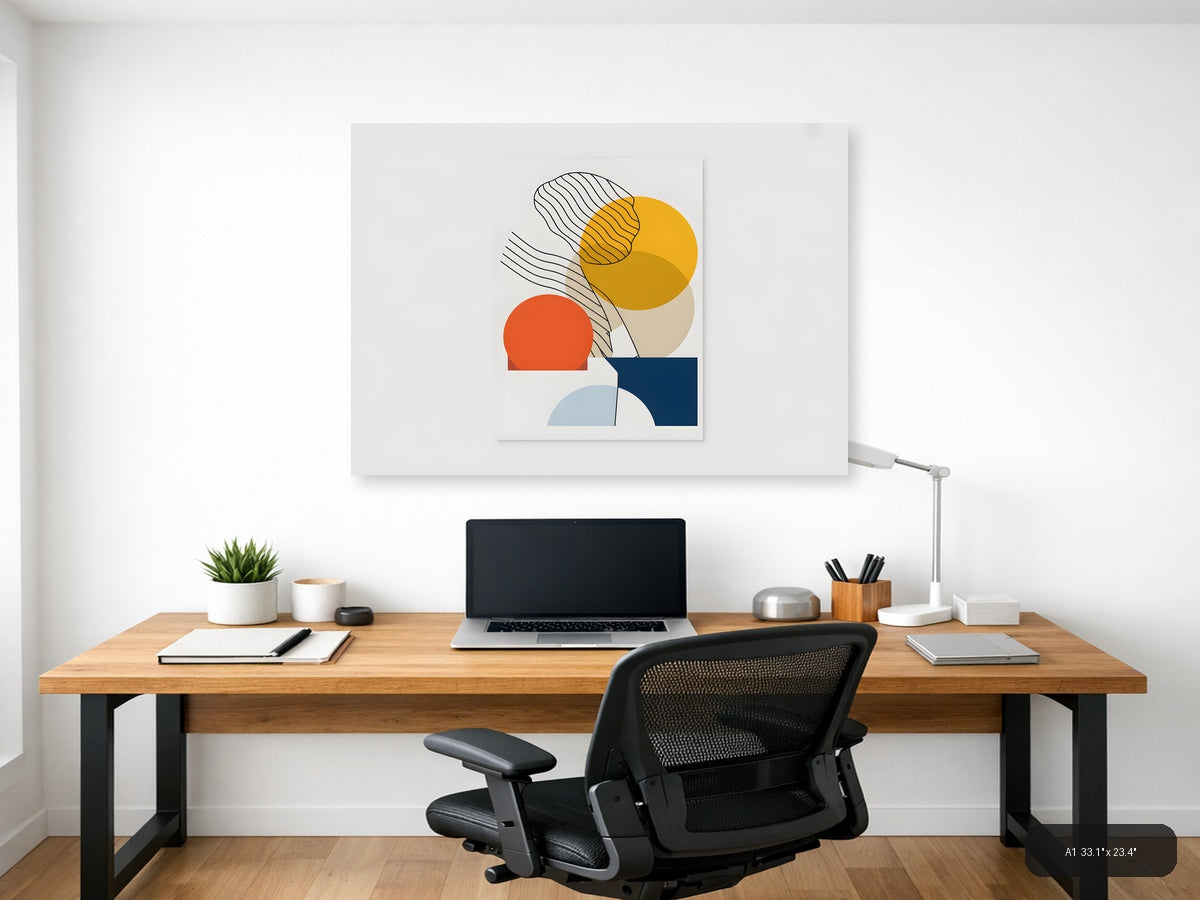 Minimalist Abstract Geometric Circles Line Art Wall Art — A1 / Office