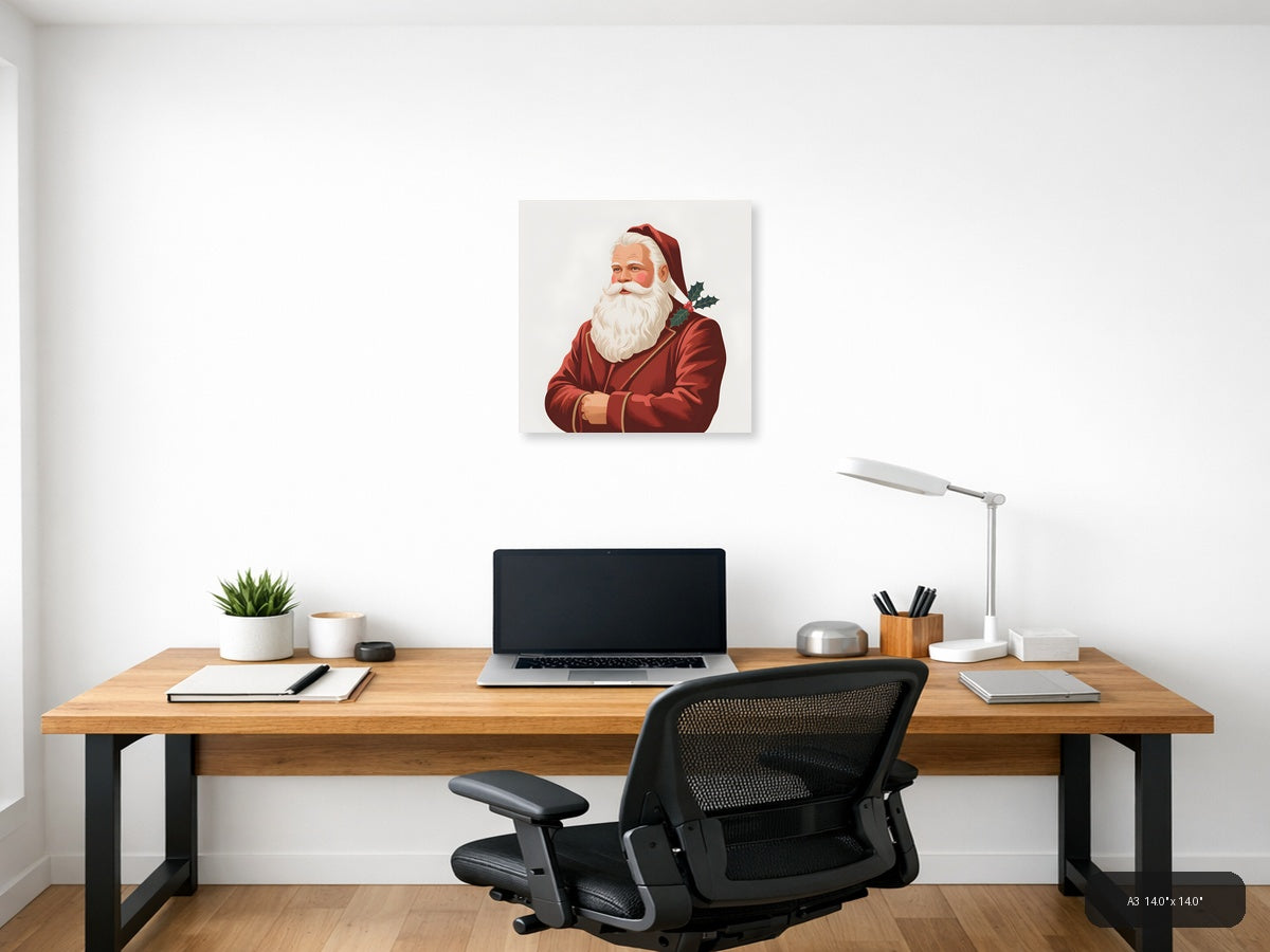 Santa Claus Portrait Minimalist Holiday Wall Art — A3 / Office