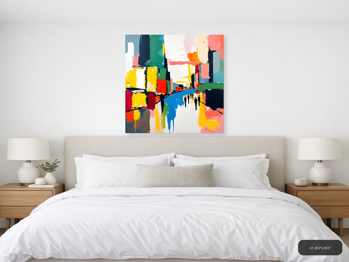Colorful Abstract Urban Street Scene Wall Art — A1 / Bedroom