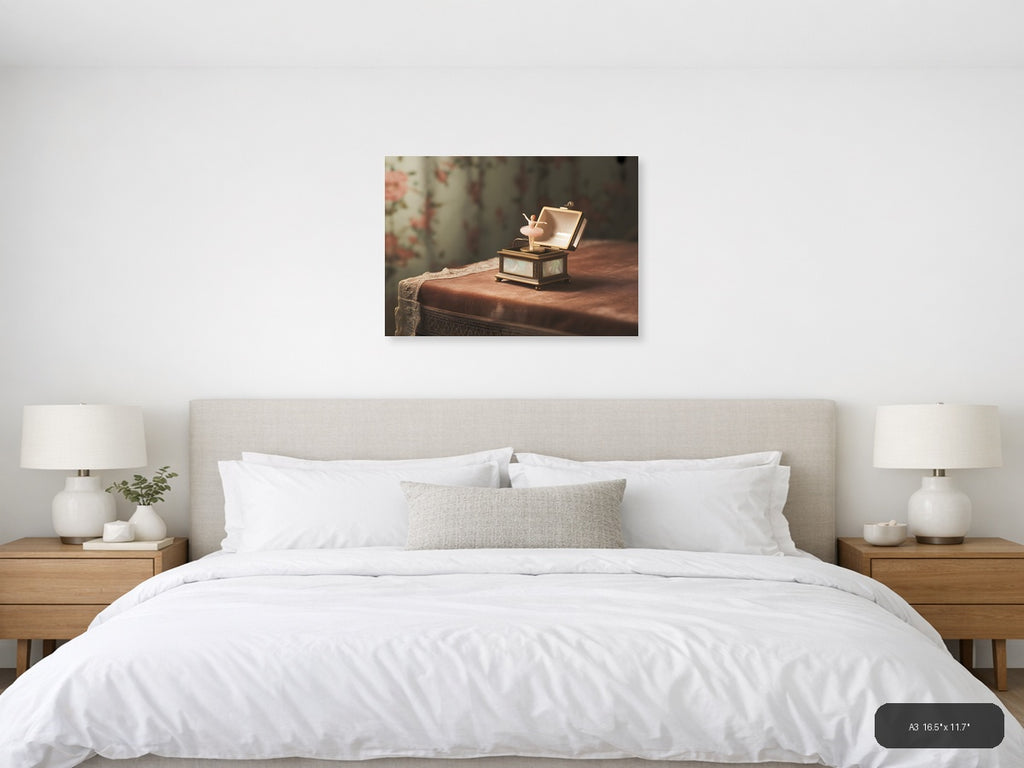 Vintage Music Box Ballerina Nostalgic Wall Art — A3 / Bedroom
